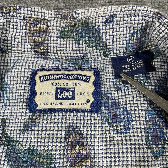 Vintage Lee Shirt Mens M Long Sleeve Button Down Peacock Feather Print Western - Picture 5 of 10